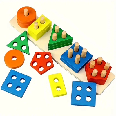 Holzblock Spielzeug geometrische Formen – Montessori Lernspielzeug