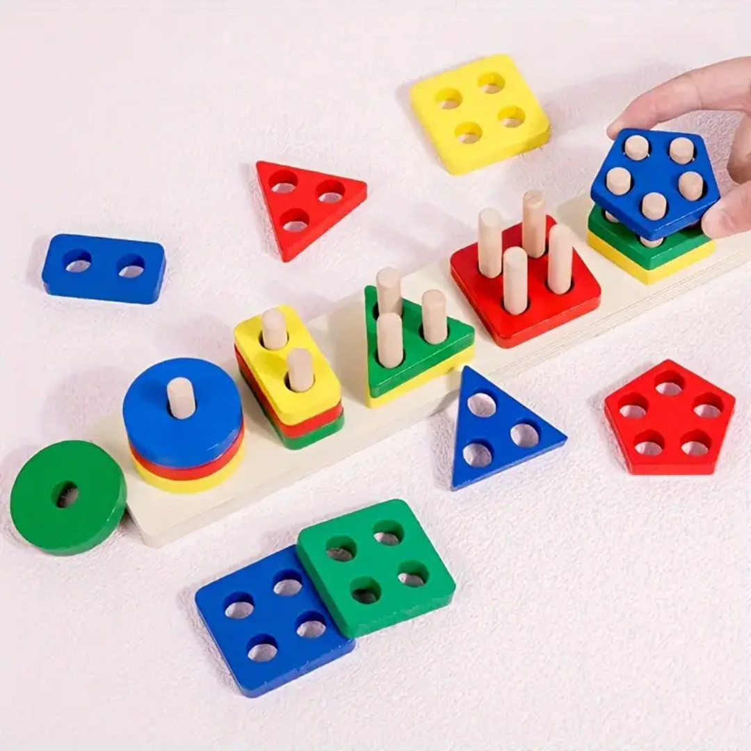 Holzblock Spielzeug geometrische Formen – Montessori Lernspielzeug