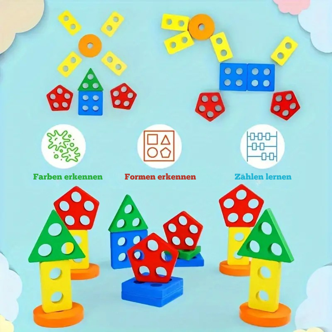 Holzblock Spielzeug geometrische Formen – Montessori Lernspielzeug