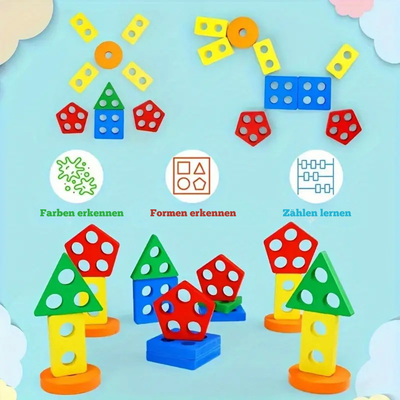 Holzblock Spielzeug geometrische Formen – Montessori Lernspielzeug