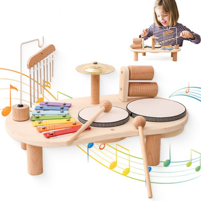 Holz Musik-Aktivitätstisch – Montessori Lernspielzeug für Kinder ab 3 Jahren