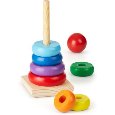 Holz Regenbogenturm – Montessori Motorikspielzeug für Kinder ab 1 Jahr