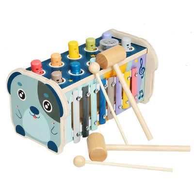 3-in-1 Montessori Holzspielzeug für Kinder ab 1 Jahr – Xylophon, Hammerspiel und Sortierbox zur Förderung der Motorik und Kreativität 0