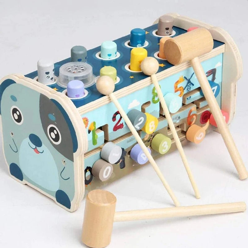 3-in-1 Montessori Holzspielzeug für Kinder ab 1 Jahr – Xylophon, Hammerspiel und Sortierbox zur Förderung der Motorik und Kreativität 3