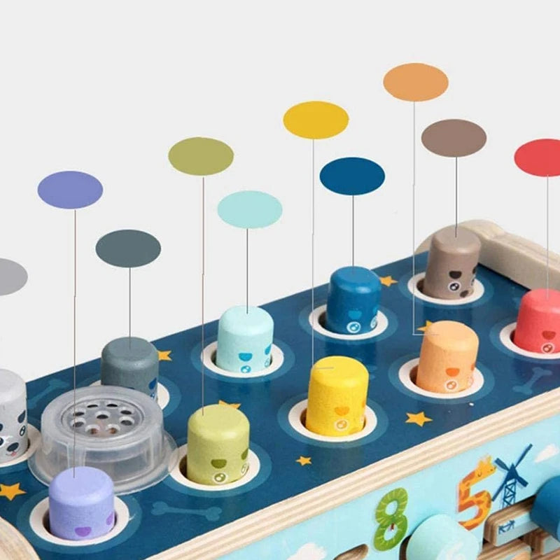3-in-1 Montessori Holzspielzeug für Kinder ab 1 Jahr – Xylophon, Hammerspiel und Sortierbox zur Förderung der Motorik und Kreativität 4