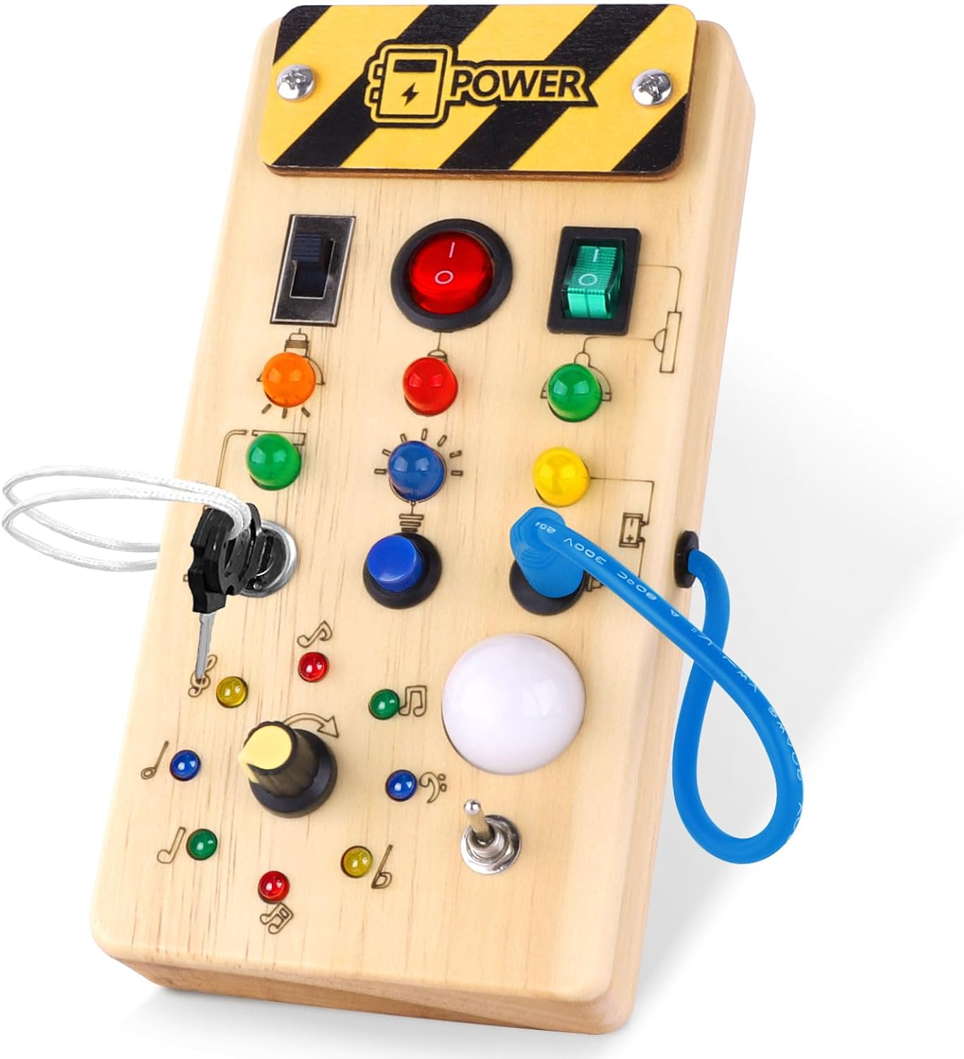 Holz Beschäftigt Board mit LED Licht – Montessori Lernspielzeug