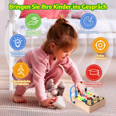 Holz Beschäftigt Board mit LED Licht – Montessori Lernspielzeug