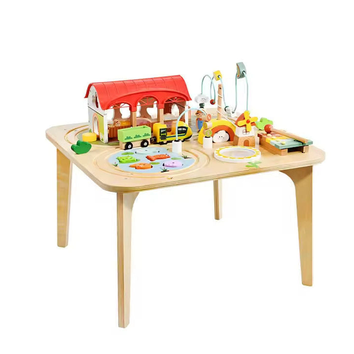 9-in-1 Holz-Aktivitätstisch für Kleinkinder – Lernzentrum mit Spielen für Feinmotorik, Kreativität und Musikalität 0