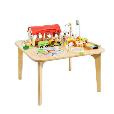 9-in-1 Holz-Aktivitätstisch für Kleinkinder – Lernzentrum mit Spielen für Feinmotorik, Kreativität und Musikalität 0