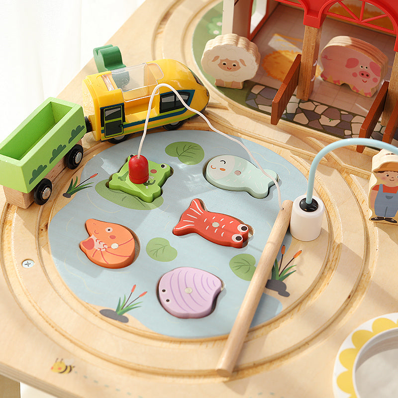 9-in-1 Holz-Aktivitätstisch für Kleinkinder – Lernzentrum mit Spielen für Feinmotorik, Kreativität und Musikalität 2
