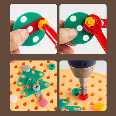 Bären Spielzeugkiste mit Bauteilen und Werkzeug – Kreatives Spielzeug für kleine Handwerker ab 3 Jahren, 30 x 20 x 15 cm 4