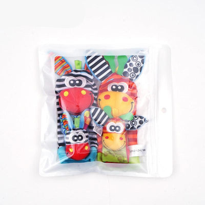 Bunte Babysocken mit Rasseln – Sensorische Plüschsocken für spielerisches Lernen und Motorikförderung für 0-12 Monate 0