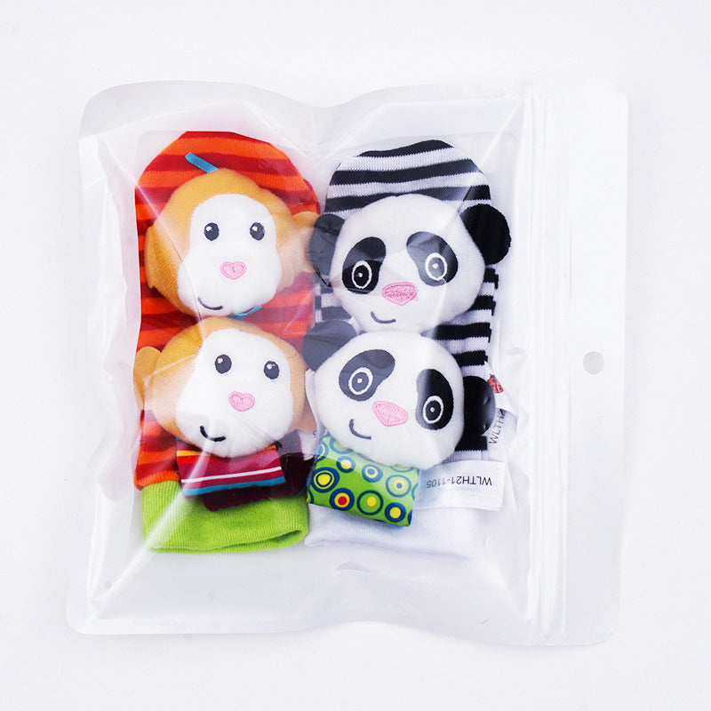 Bunte Babysocken mit Rasseln – Sensorische Plüschsocken für spielerisches Lernen und Motorikförderung für 0-12 Monate 3
