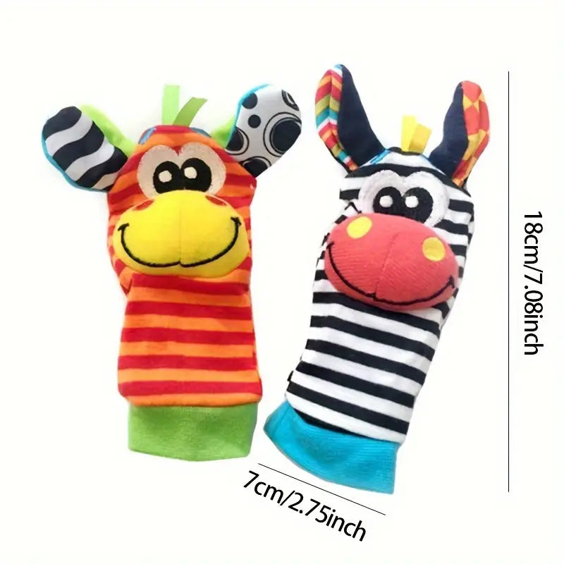 Bunte Babysocken mit Rasseln – Sensorische Plüschsocken für spielerisches Lernen und Motorikförderung für 0-12 Monate 7