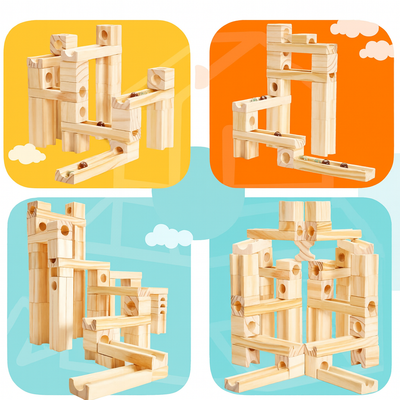 Holz Kugelbahn Bauset – Montessori Spielzeug für Kinder ab 4 Jahren