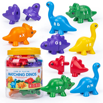 Dinosaurier Spielzeug mit Aufbewahrungseimer – Montessori Lernspielzeug zur Förderung von Feinmotorik und Zählen für Kinder ab 3 Jahren 0