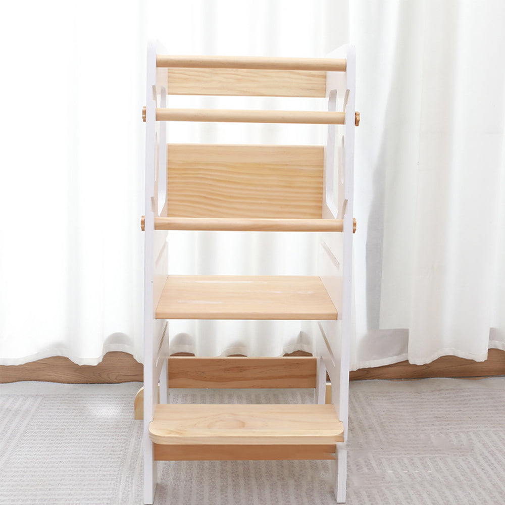 Höhenverstellbarer Montessori Lernturm aus Holz für Kinder – Sicheres Lernen mit rutschfester Oberfläche und stabiler Konstruktion 2