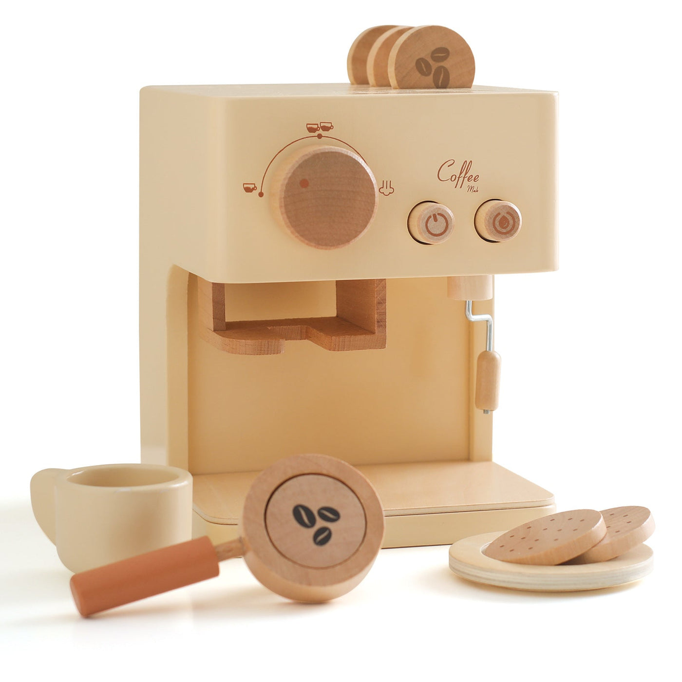 Holz-Kaffeemaschine Küchenspielzeug für Rollenspiele – Kreatives Spielzeug für kleine Baristas ab 3 Jahren 1