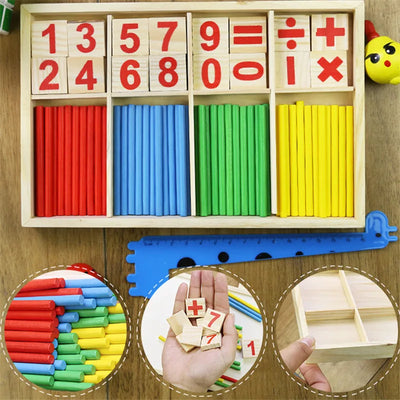 Holz Lernspielzeug für Kinder ab 3 Jahren – Montessori Mathematikspiel mit Digital Stäben zur Förderung kognitiver Fähigkeiten 2