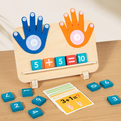 Holz Mathe-Fingerzählen Lernspielzeug für Kinder – Spielzeug für 3 bis 4 Jahre, Interaktives Montessori Spielzeug zur Zahlenförderung 0