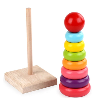 Holz Regenbogenturm – Pädagogisches Montessori Spielzeug für Kinder mit bunten Blöcken 1