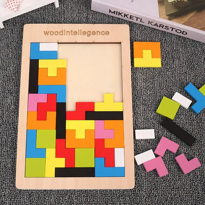 Holzpuzzle für Kinder – Lernspielzeug aus Holz mit Bunte Formen zur Förderung von Logik und Kreativität – Ab 3 Jahren 0