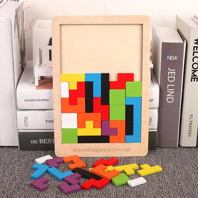 Holzpuzzle für Kinder – Lernspielzeug aus Holz mit Bunte Formen zur Förderung von Logik und Kreativität – Ab 3 Jahren 1
