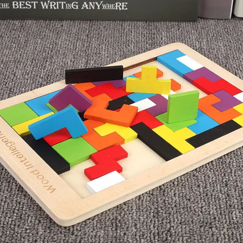 Holzpuzzle für Kinder – Lernspielzeug aus Holz mit Bunte Formen zur Förderung von Logik und Kreativität – Ab 3 Jahren 3