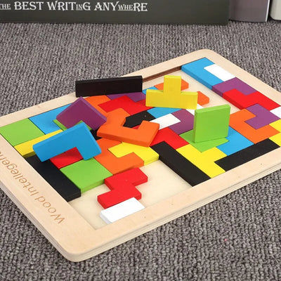 Holzpuzzle für Kinder – Lernspielzeug aus Holz mit Bunte Formen zur Förderung von Logik und Kreativität – Ab 3 Jahren 3