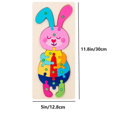 Holzpuzzle für Kinder – Zahlen, Dinosaurier, Tiere, Verkehr – Holz Steckpuzzle für 1–6 Jahre, Motorikspielzeug, Ungiftige Farben 12