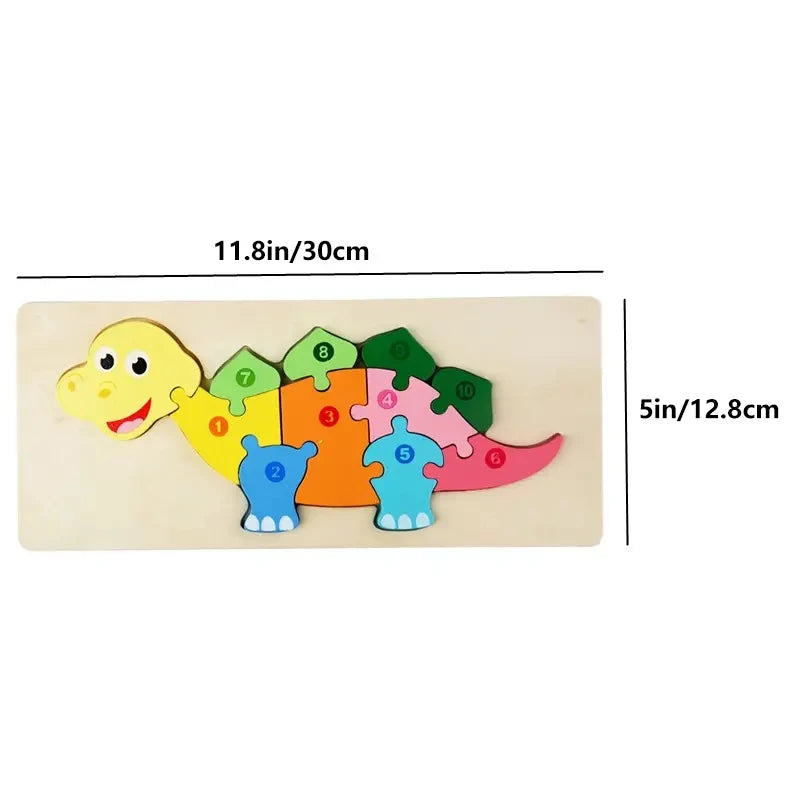 Holzpuzzle für Kinder – Zahlen, Dinosaurier, Tiere, Verkehr – Holz Steckpuzzle für 1–6 Jahre, Motorikspielzeug, Ungiftige Farben 14