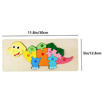Holzpuzzle für Kinder – Zahlen, Dinosaurier, Tiere, Verkehr – Holz Steckpuzzle für 1–6 Jahre, Motorikspielzeug, Ungiftige Farben 14