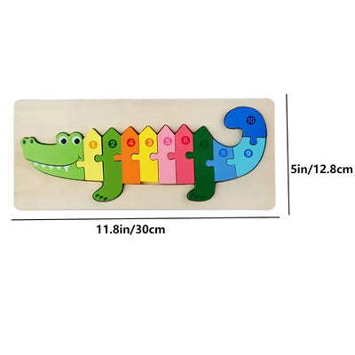 Holzpuzzle für Kinder – Zahlen, Dinosaurier, Tiere, Verkehr – Holz Steckpuzzle für 1–6 Jahre, Motorikspielzeug, Ungiftige Farben 6