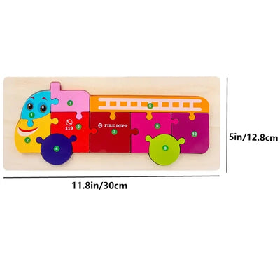 Holzpuzzle für Kinder – Zahlen, Dinosaurier, Tiere, Verkehr – Holz Steckpuzzle für 1–6 Jahre, Motorikspielzeug, Ungiftige Farben 7