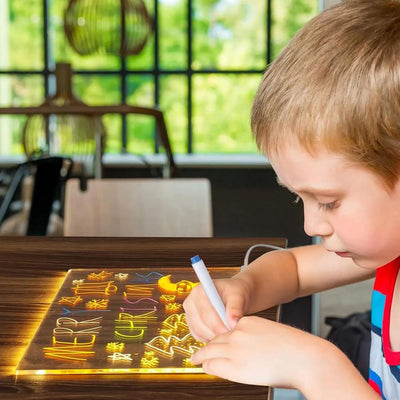 Leuchtendes LED Zeichenbrett für Kinder, Kreatives Malen mit Wiederverwendbarer Oberfläche, USB-Betrieben, 30 x 22 cm 1