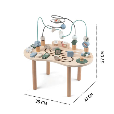 Montessori Aktivitätstisch aus Holz – Multifunktionaler Lerntisch für Kinder 4-36 Monate mit Kugelbahn und Formensortierer 4