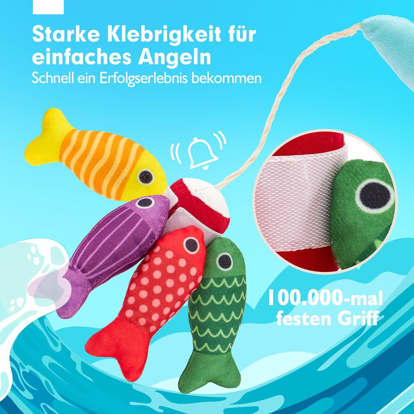 Montessori Angelspielzeug für Kinder ab 1 Jahr – Interaktives Lernspiel mit 15 bunten Fischen und 5 Eimern, Fördert Feinmotorik und Farberkennung 6