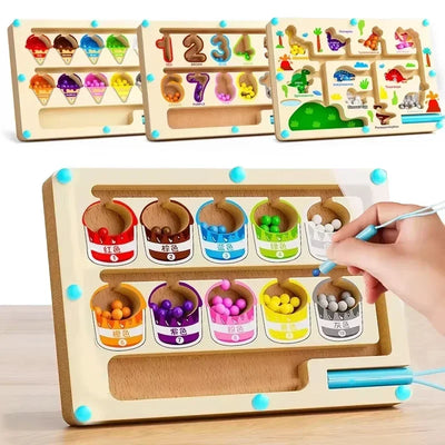 Montessori Farbsortierspiel aus Holz – Interaktives Lernspielzeug für 3-Jährige zur Förderung von Farben und Zählen 0