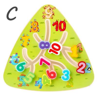 Montessori Holzspielzeug Labyrinthspiel Doppelseitig – 23 x 23 cm mit Tier- und Obstmotiven für Kinder zur Förderung motorischer Fähigkeiten 6