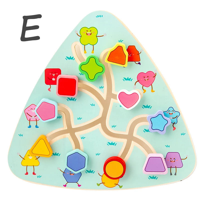 Montessori Holzspielzeug Labyrinthspiel Doppelseitig – 23 x 23 cm mit Tier- und Obstmotiven für Kinder zur Förderung motorischer Fähigkeiten 8