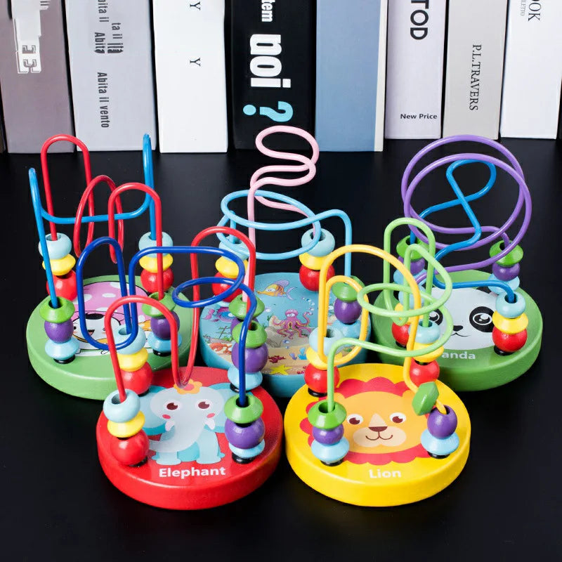 Montessori Holzspielzeug – Pädagogisches Mathe-Lernspielzeug mit Bead Draht Labyrinth für Kinder ab 1 Jahr, Hand-Auge-Koordination, Kompakt 1