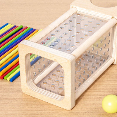 Montessori Holzspielzeug für Eltern-Kind-Interaktion – 4-seitiges Acryl-Zylinderspiel zur Förderung der Feinmotorik und Kreativität 2