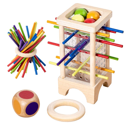 Montessori Holzspielzeug für Eltern-Kind-Interaktion – 4-seitiges Acryl-Zylinderspiel zur Förderung der Feinmotorik und Kreativität 6
