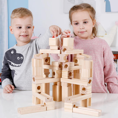 Montessori Kugelbahn Holz – Kreatives Bauset für Kinder Ab 4 Jahren, Fördert Motorik und Fantasie, Unbehandelt und Sicher 2