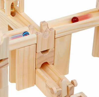 Montessori Kugelbahn Holz – Kreatives Bauset für Kinder Ab 4 Jahren, Fördert Motorik und Fantasie, Unbehandelt und Sicher 4