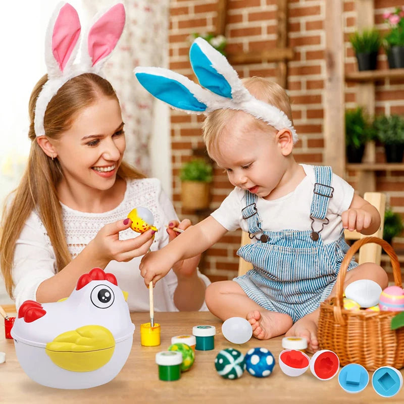 Montessori Lernspielzeug 12 Bunte Eier – Farben und Formen Sortierer für Kinder ab 2 Jahren 2