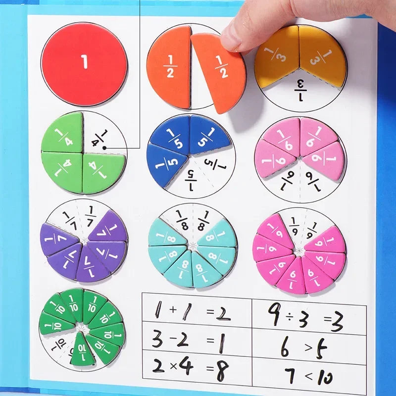 Montessori Lernspielzeug aus Holz für Kinder – Magnetisches Bruchspielzeug ab 3 Jahren, Fördert Mathematische Fähigkeiten 2