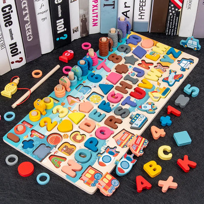 Montessori Lernspielzeug aus Holz für Kinder – Mathe- und Puzzle-Spiel ab 3 Jahre mit Farben und Formen 10