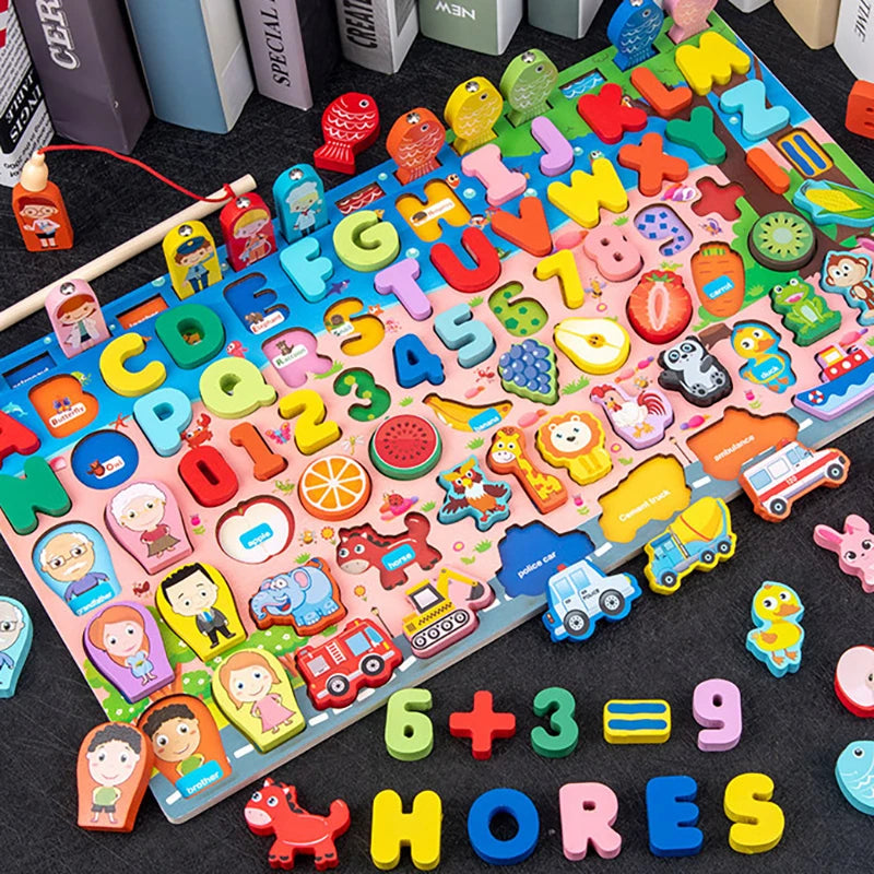 Montessori Lernspielzeug aus Holz für Kinder – Mathe- und Puzzle-Spiel ab 3 Jahre mit Farben und Formen 11