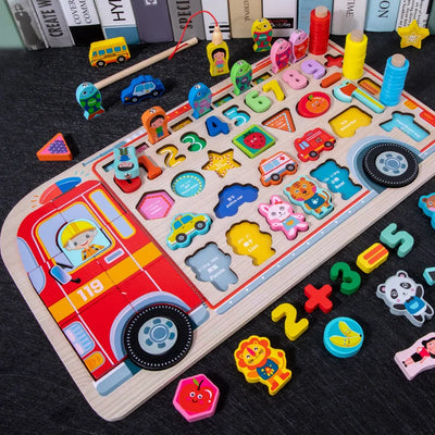 Montessori Lernspielzeug aus Holz für Kinder – Mathe- und Puzzle-Spiel ab 3 Jahre mit Farben und Formen 14